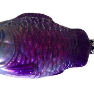 Inge Glas Mouth Blown Glass Christmas Ornament PURPLE FISH Carp Made In Germany