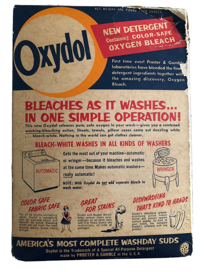 Oxydol Laundry Detergent Early 1956 First Production Unused NOS 1 Lb 4