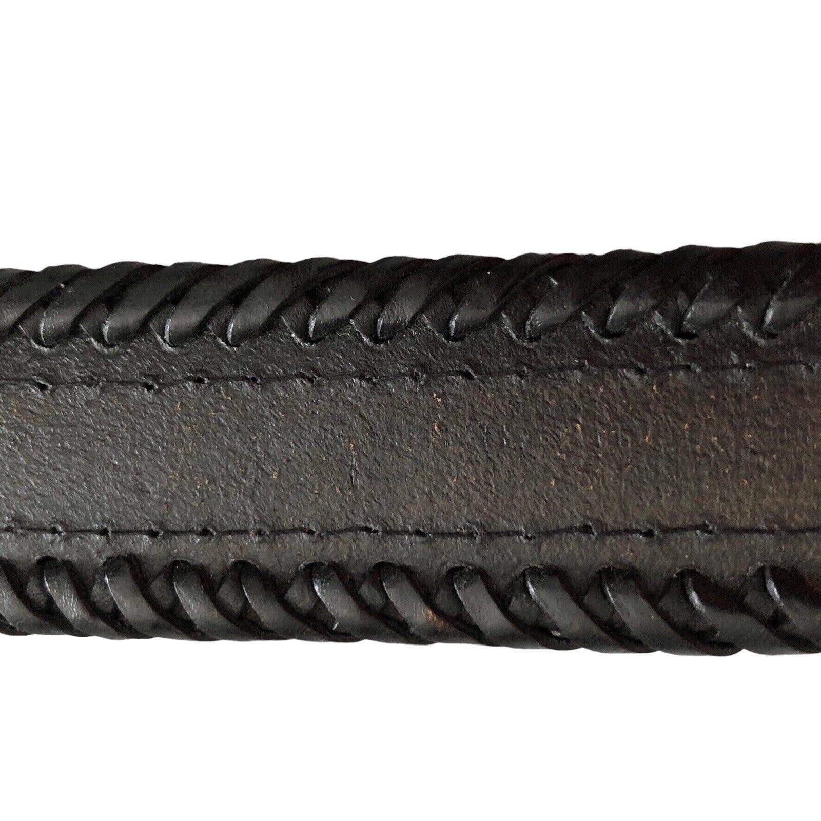 L.L. Bean Beaded Black Leather Belt With Silver Tone Buckle and Tip Size 28 L.L. Bean Leather Belts for Women for sale | eBay main image 3