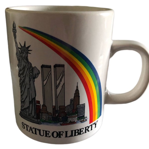 Statue of Liberty New York City Twin Towers Coffee Mug Cup Gay Pride Rainbow