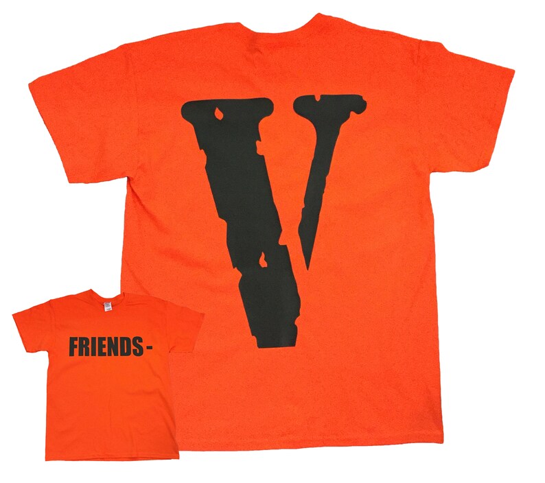 HOT Vlone Friends Orange T Shirt Black Shirt Red Friends Vlone