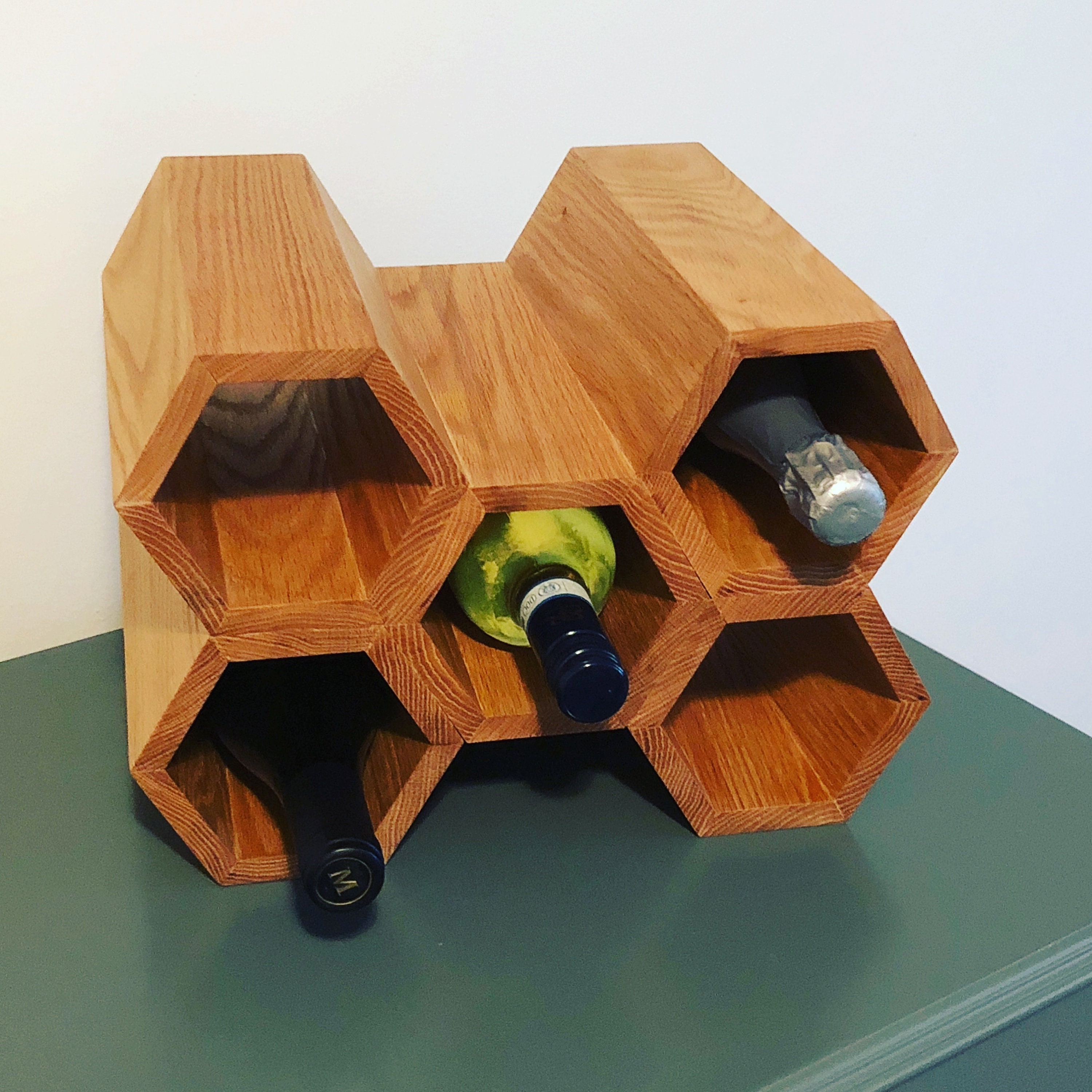 Wooden Tabletop Wine Rack Hexagonal Wine Rack Wine Etsy