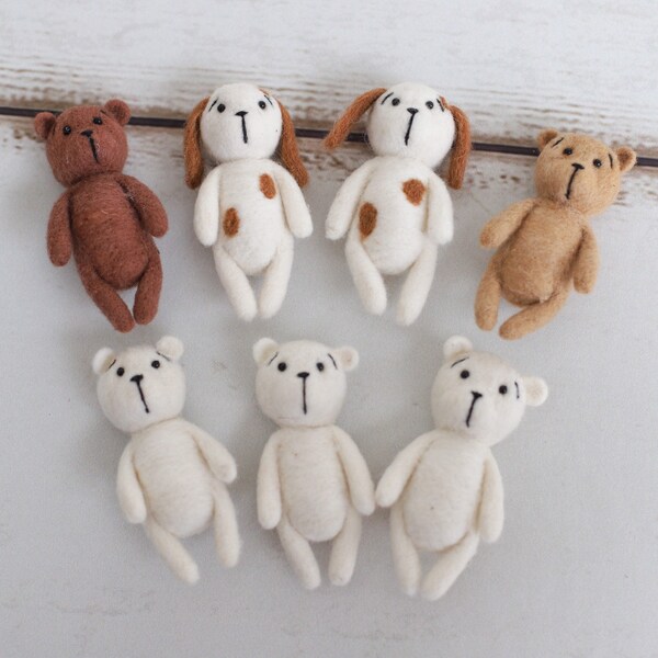 Newborn Felt Bear Puppy Toys Photoshoot Props Handmade little toys