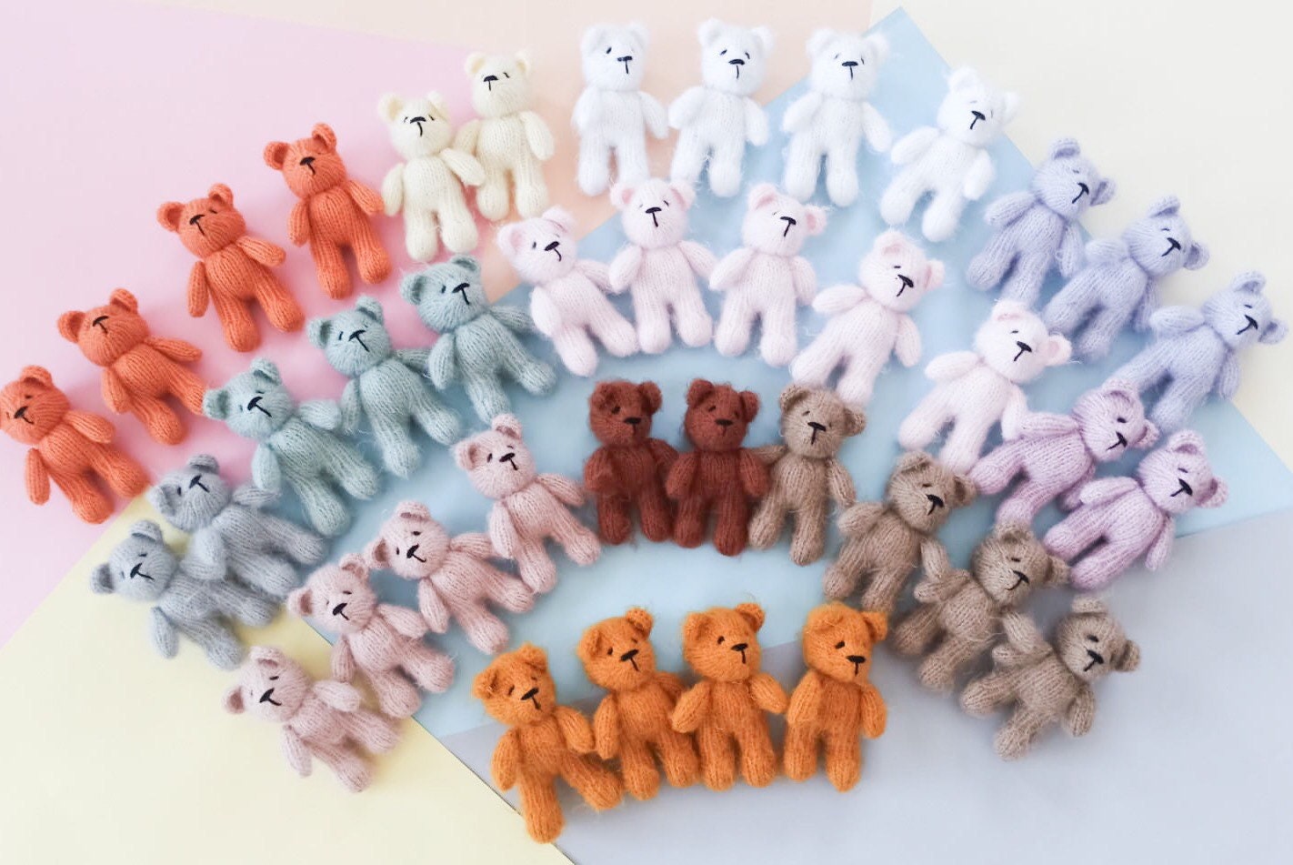 Knit Stuffed Bears Newborn Photoshoot Photoprop Handmade Teddy Toys