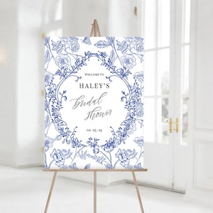 Bridal Shower Welcome Sign, Something Blue Bridal Shower, Custom Bridal Shower Welcome, Blue Bridal Shower Welcome Sign