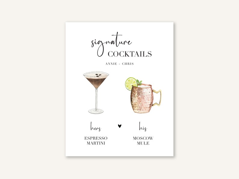 Custom Signature Cocktail Sign – Printable Bar Sign – Instant Download ...