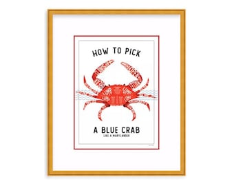 Blue Crab Print | Maryland Kitchen Wall Art | Coastal Decor