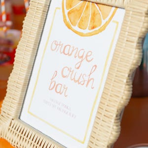 Orange Crush Bar Sign – Watercolor Wedding Cocktail Sign – Instant Download