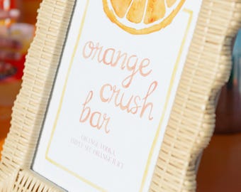 Orange Crush Bar Sign | Coastal Wedding Bar Menu Printable I Wedding Cocktail Menu (Digital Download)