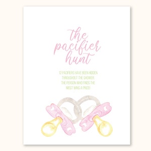 Pacifier Hunt Baby Shower Game Instructions, Baby Shower Game, Printable