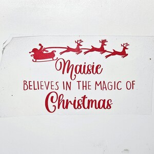 Personalised Christmas Iron-On Vinyl, Santa Sleigh, Festive Clothing Transfer