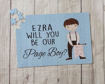 Page boy gift, will you be our page boy? usher, ring bearer, best man, wedding gift, groomsman gift. Jigsaw puzzle gift.