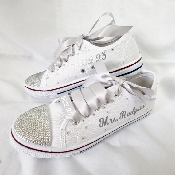 Wedding Pumps. Personalised Wedding Pumps. Wedding Shoes. Bridal Shoes. Bridal Pumps. Wedding Trainers. Wedding Sneakers. Bride. Mrs to Be. Etsy UK