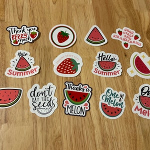 13 vinyl strawberry and watermelon stickers