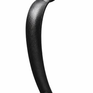 May include: A matte black metal door handle featuring a curved grip and two diamond-shaped mounting plates at the top and bottom. Each mounting plate includes a centered circular bolt head, providing a secure attachment point for the hardware.
