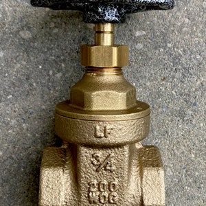 Brass FIP Valve Threaded 3/4 Inch, Custom Powder Coated Hand Wheel, Industrial Plumbing Hardware, Steampunk Decor