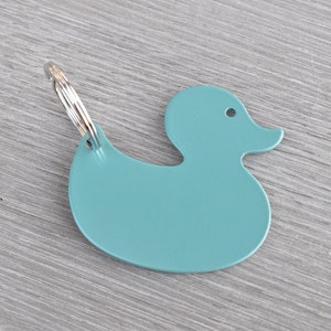 Metal Ducky Keychain, Powder Coated Steel Duck Gift, Made in USA
