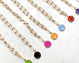 Kids & Adult Smiley Face Paperclip necklace