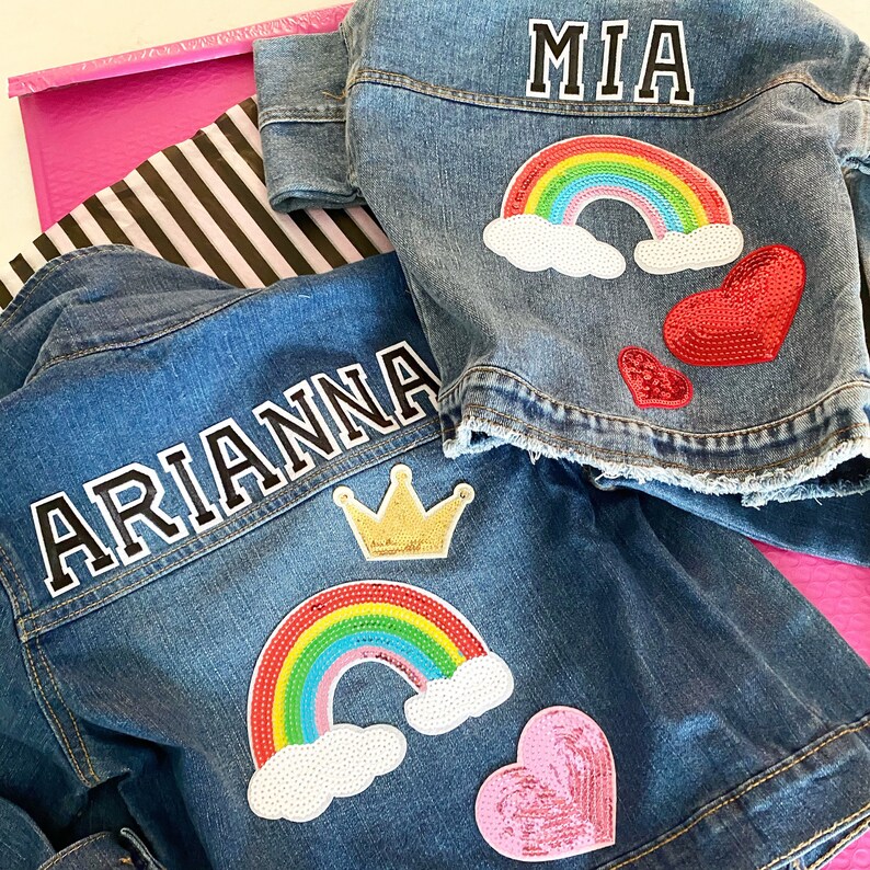 Kids Personalized Denim Varsity Jacket image 5