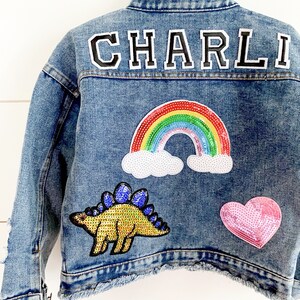 Kids Personalized Denim Varsity Jacket image 4