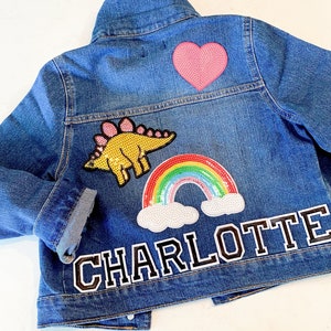 Kids Personalized Denim Varsity Jacket image 3