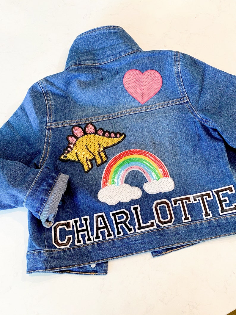 Kids Personalized Denim Varsity Jacket image 3