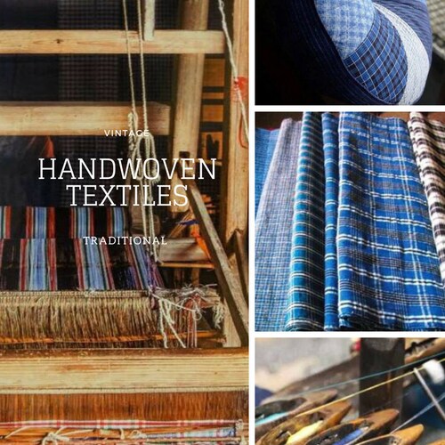 8m Handwoven Vintage Cotton, Home Decor Designer shops Textile Fabric By The Yard, Blue Stripe Fabric, Boho Fabric Striped Upholstery B510