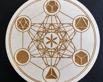 Crystal Grid Bases | Sacred Geometric Shapes | Mini Crystal Grid Base | Flower of Life | Metatron's Cube