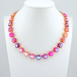 Joyería de cristal, collar o pulsera "¡Es eléctrico!" / Joyería de cristal naranja neón y rosa / Joyería de cristal austriaco de 12 mm, regalo para mujer