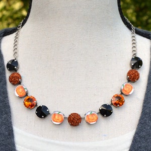 Crystal Jewelry, Necklace or Bracelet &quot;Great Pumpkin&quot; |Black & Orange Crystal Jewelry | 12mm Austrian Crystal Jewelry Gifts For Halloween