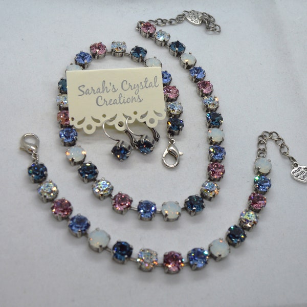 Denim Sparkle Genuine Austrian Crystal Necklace, Bracelet or Earrings