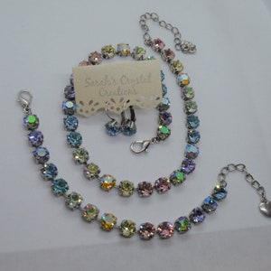 Metallic Rainbow Genuine Austrian Crystal Necklace, Bracelet or Earrings