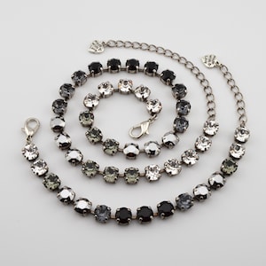 Crystal Jewelry, Necklace or Bracelet &quot;Black Ombre&quot; | Black Crystal Jewelry | 8mm Austrian Crystal Jewelry Handmade For Weddings