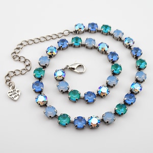 Beach Themed Crystal Jewelry, Necklace or Bracelet &quot;Toes in the Sand&quot; | Green & Blue Crystal Jewelry |8mm Austrian Crystal Jewelry For Women