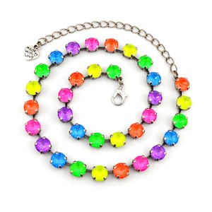 Neon Crystal Jewelry, Necklace or Bracelet &quot;Amped Up&quot; | Neon Rainbow Multicolor Crystal Jewelry | 8mm Austrian Crystal Jewelry For Women