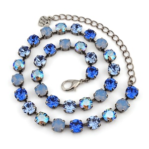 Crystal Jewelry, Necklace or Bracelet &quot;Clearwater&quot; | Blue Crystal Jewelry | 8mm Austrian Crystal | Sarah&#39;s Crystal Creations Gifts For Women