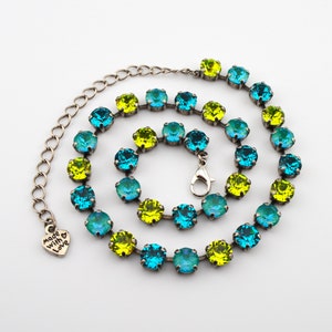 Crystal Jewelry, Necklace or Bracelet &quot;Key Lime Colada&quot; | Teal & Green Crystal Jewelry | 8mm Austrian Crystal Jewelry Handmade For Women