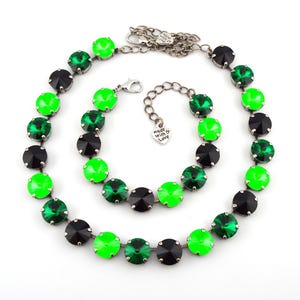 Crystal Jewelry, Necklace or Bracelet &quot;Wicked Wattage&quot; | Neon Green Crystal Jewelry | 12mm Austrian Crystal Jewelry Handmade Gift For Women
