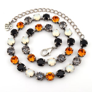 Crystal Jewelry, Necklace or Bracelet &quot;Happy Halloween&quot; | Black & Orange Crystal Jewelry | 8mm Austrian Crystal Jewelry Gifts For Halloween