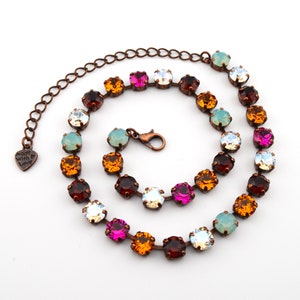 Crystal Jewelry, Necklace or Bracelet "Autumn Decadence" | 8mm Austrian Crystal Jewelry with Burgundy and Pacific Opal For Fall Wedding