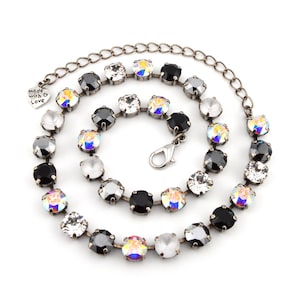 Crystal Jewelry, Necklace or Bracelet &quot;Night Sky&quot; | Black and White Crystal Jewelry | 8mm Austrian Crystal Jewelry Gifts For Women