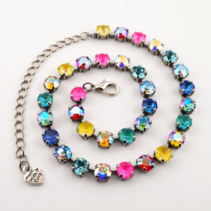 Crystal Jewelry, Necklace or Bracelet &quot;Neon Dreams&quot; | Neon Multicolor Crystal Jewelry | 8mm Austrian Crystal Jewelry Handmade Gift For Women