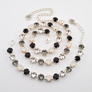 Crystal Jewelry, Necklace or Bracelet &quot;Crystal Eclipse&quot; | Black and White Crystal Jewelry | 8mm Austrian Crystal Jewelry For Women