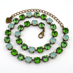 Crystal Jewelry, Necklace or Bracelet &quot;Forest Fog&quot; | Green Crystal Jewelry | 8mm Austrian Crystal | Sarah&#39;s Crystal Creations Gift For Women