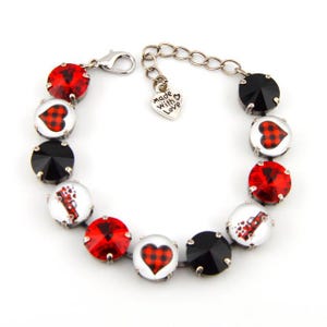 Valentines Crystal Jewelry, Necklace or Bracelet &quot;Loads of Love&quot; | Black & Red Crystal Jewelry | 12mm Austrian Crystal Jewelry For Women