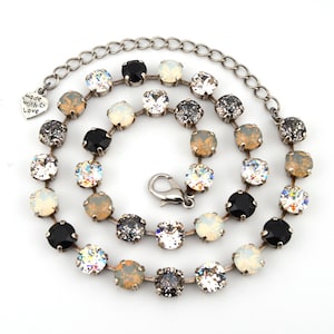 Wedding Crystal Jewelry, Necklace or Bracelet &quot;Black Ice&quot; | Black and White Crystal Jewelry | 8mm Austrian Crystal Jewelry Gift For Weddings