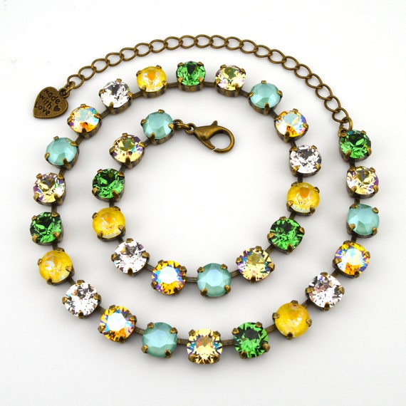 Yellow and Green Round Austrian Crystals Bracelet Yellow and Green Round Austrian Crystals Bracelet