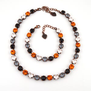 Crystal Jewelry, Necklace or Bracelet &quot;Ghosted&quot; | Black & Orange Crystal Jewelry | 8mm Austrian Crystal Jewelry Gifts For Halloween