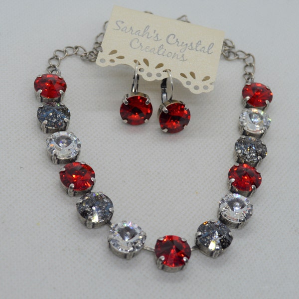 Buffalo Plaid 12mm Genuine Austrian Crystal Necklace, Bracelet or Earrings