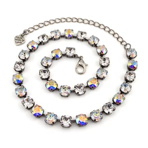 Crystal Jewelry, Necklace or Bracelet &quot;Glamour Queen&quot; | Clear & White Crystal Jewelry | 8mm Austrian Crystal Jewelry Handmade For Weddings